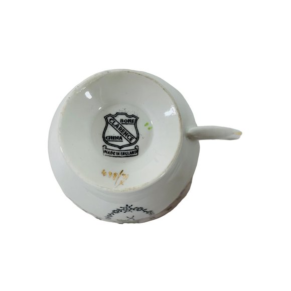 Vintage Clarence England Bone China Teacup Pansies Gold Trim Cup & Saucer RARE - Picture 5 of 12
